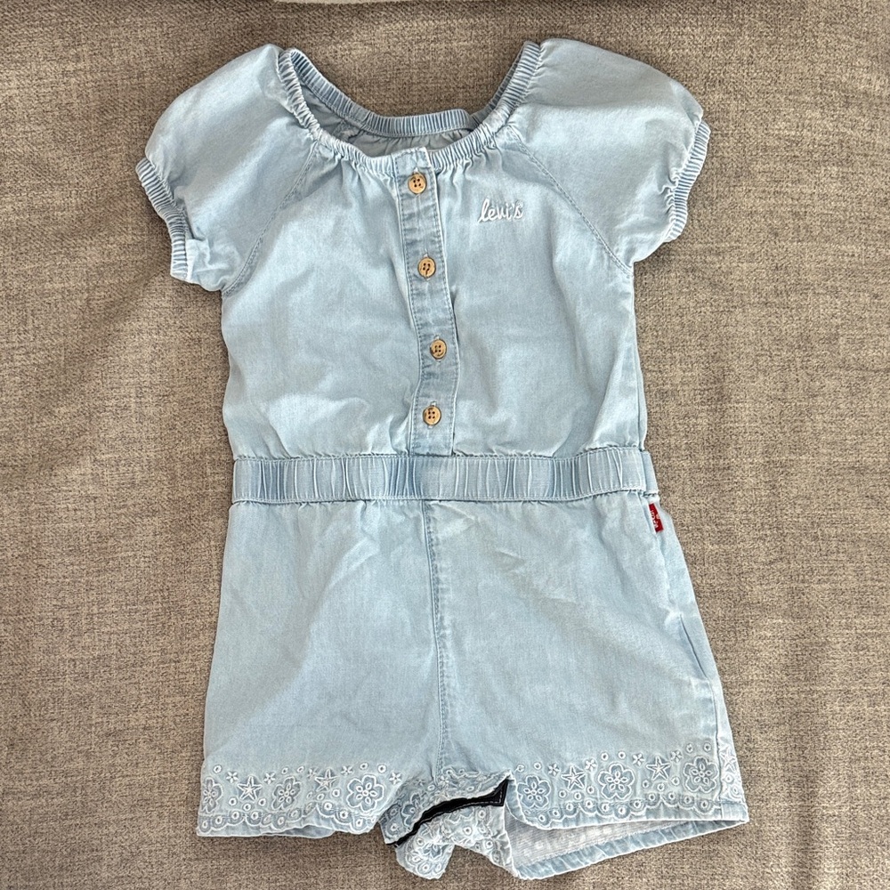 Levi's denim Kids Romper with embroidery Detail